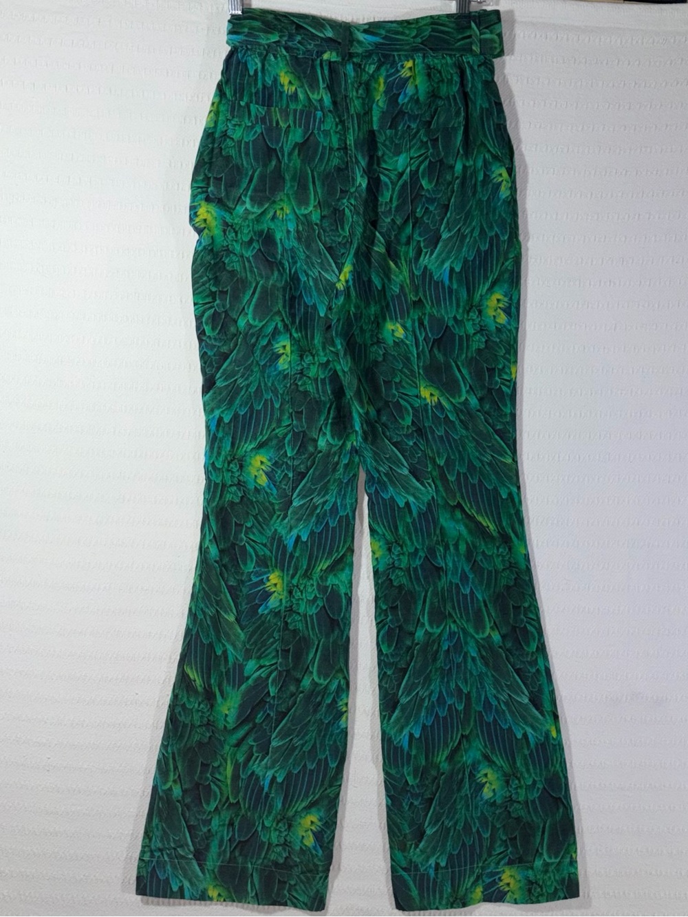 NWT Aqua Blu Australia Victoria Hummingbird Silk Flare Pants S Designer Resort - Picture 2 of 9